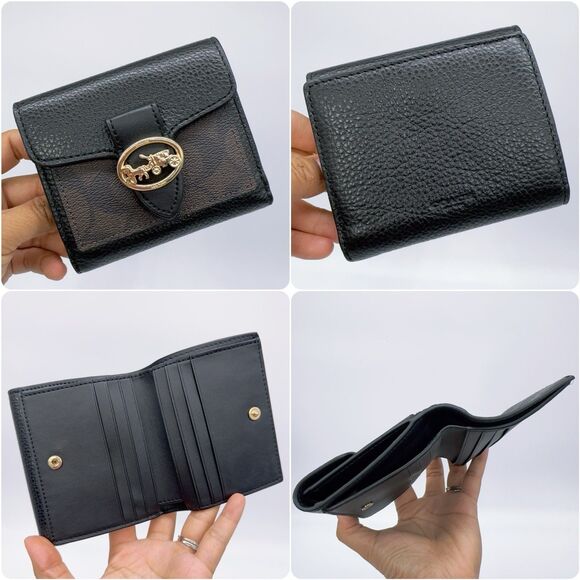 Coach 7250 Georgie Small Wallet In Signature Canvas Coin Card NWT Leather - Picture 1 of 7